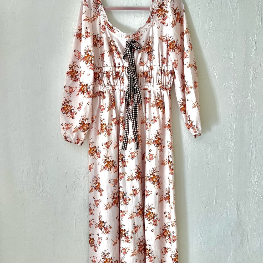 Light Pink Floral Long Sleeve Dress